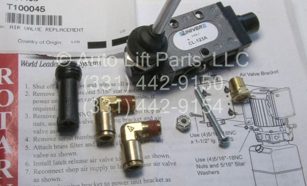 Air Lock Release Valve KIT for ROTARY 4-Post Lifts / T100045